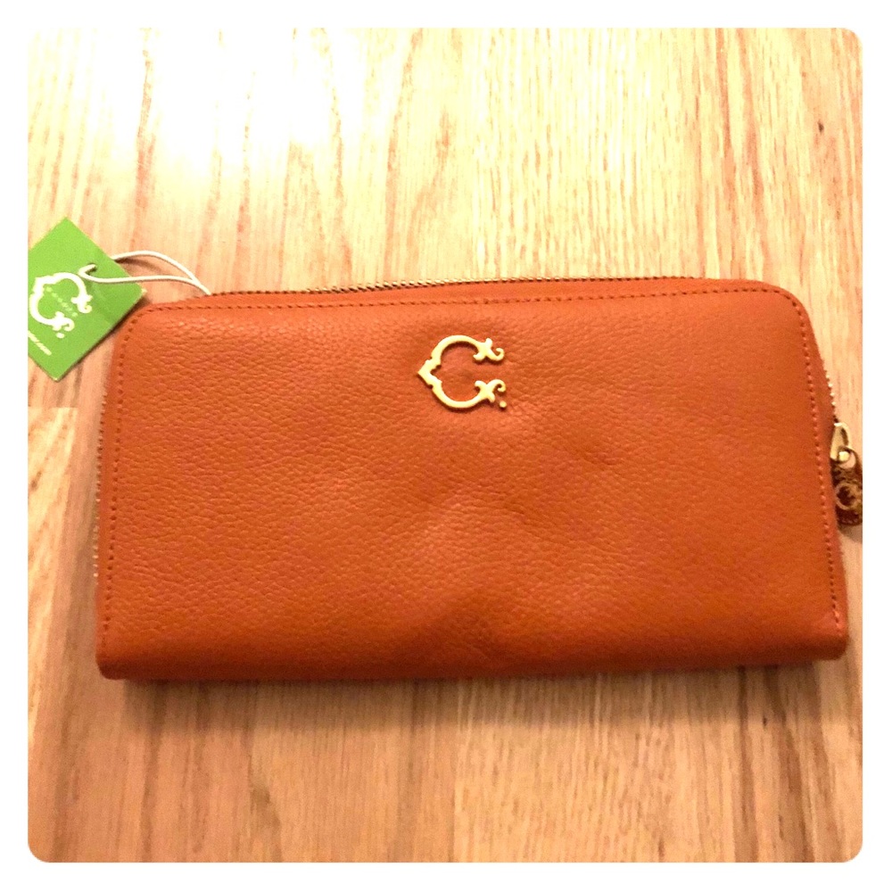 BRAND NEW WITH TAG C. Wonder Orange Leather Wallet